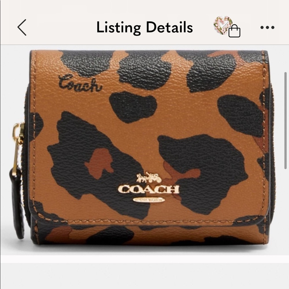 Coach Small Trifold Wallet Leopard Print